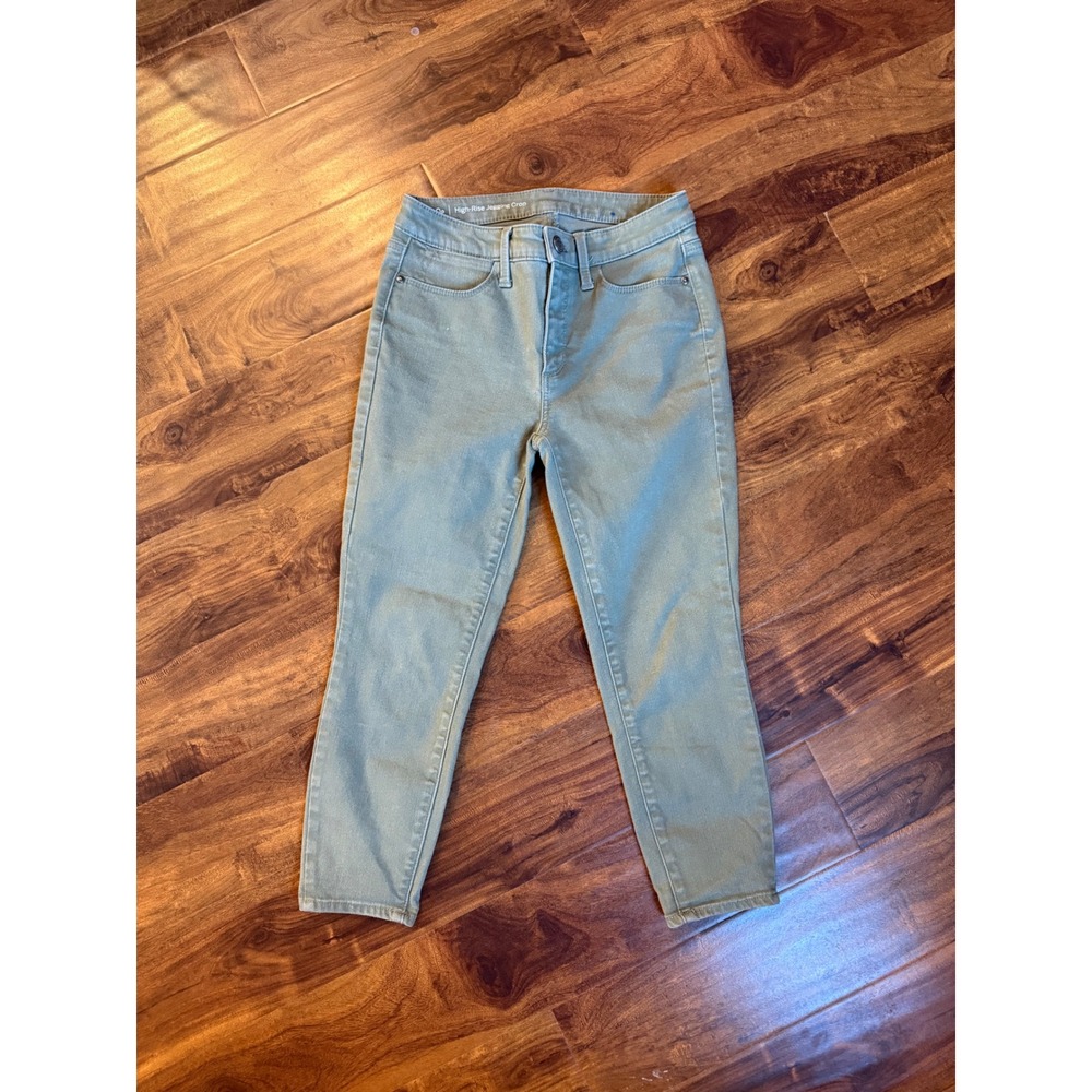 Talbots 0P Women High Rise Jegging Cropped Sage Olive Jeans Denim Casual Style
